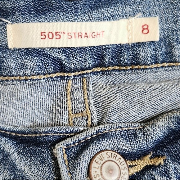 Levi's 505 Straight Leg Denim Jeans Women's 8 Mid Rise Medium Blue Stretch - Picture 7 of 13